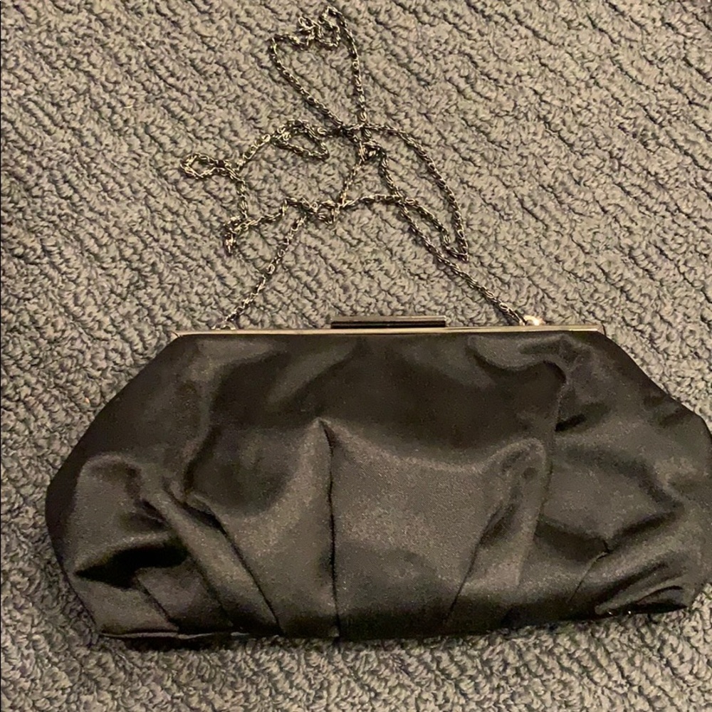 Lulu Townsend black satin clutch